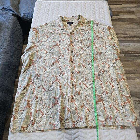 Vintage Dockers Men's Wood Button Up Floral Sail Boat Plus Size 3XL 75% Silk - Picture 9 of 9